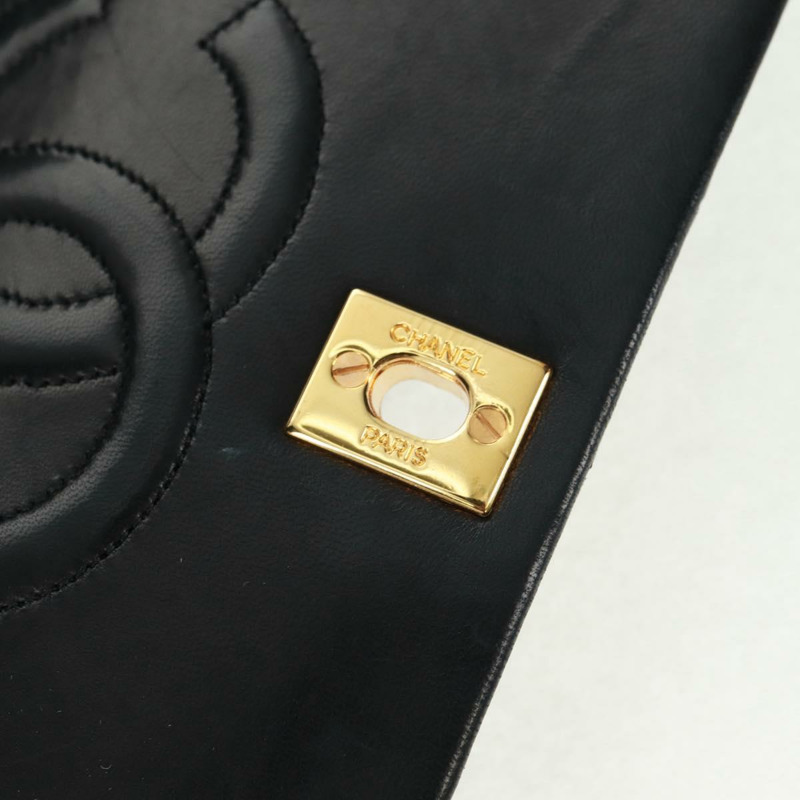 【日本直送】香奈兒 (CHANEL) 絎縫鏈條單肩包,羊皮材質,黑色,金色雙C標誌,貨號 157515SM-7