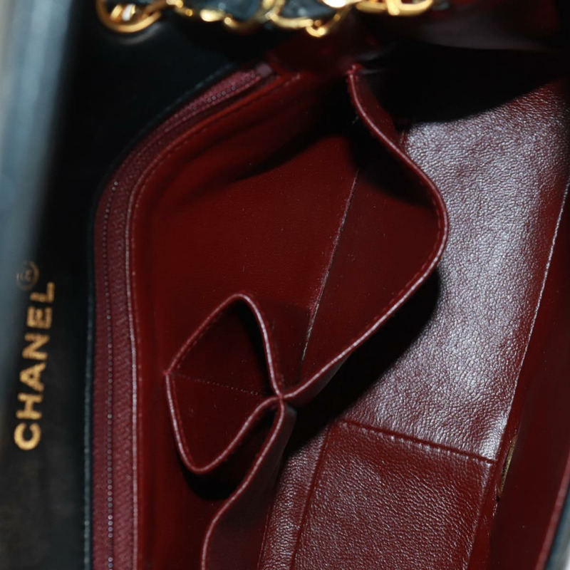 【日本直送】香奈兒 (CHANEL) 絎縫鏈條單肩包,羊皮材質,黑色,金色雙C標誌,貨號 157515SM-25