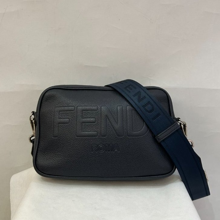 FENDI深藍色FF LOGO相機包-0