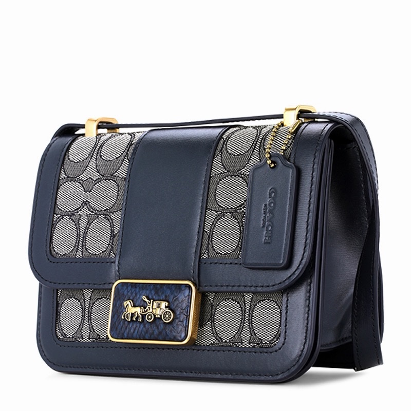 Coach 女士 深藍色徽標提花單肩包均碼碼長:18cm,寬:8cm,高:13.5cm-1