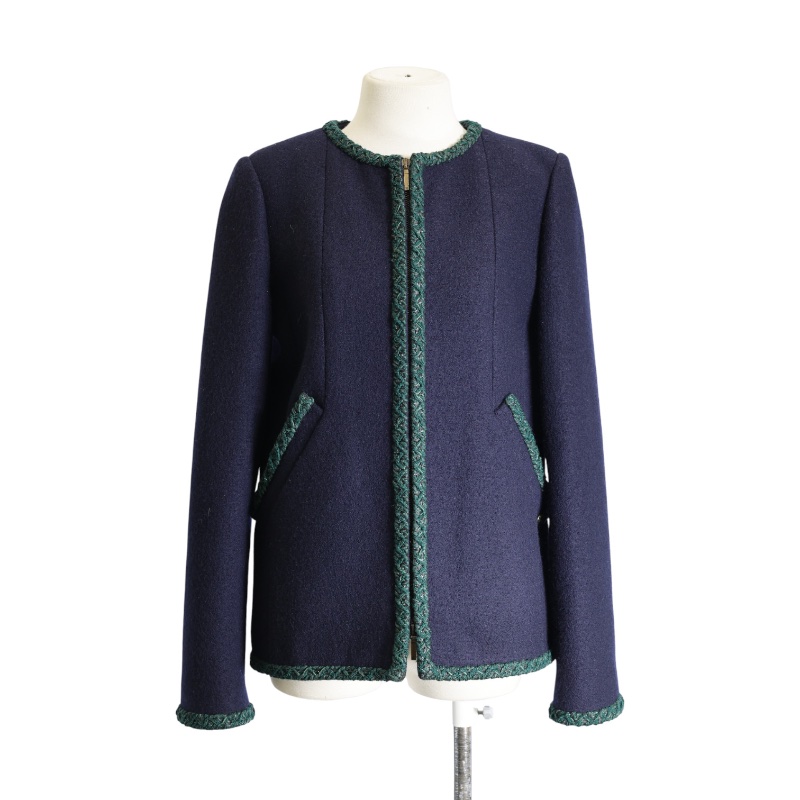 CHANEL香奈兒編織飾邊粗花呢外套-0