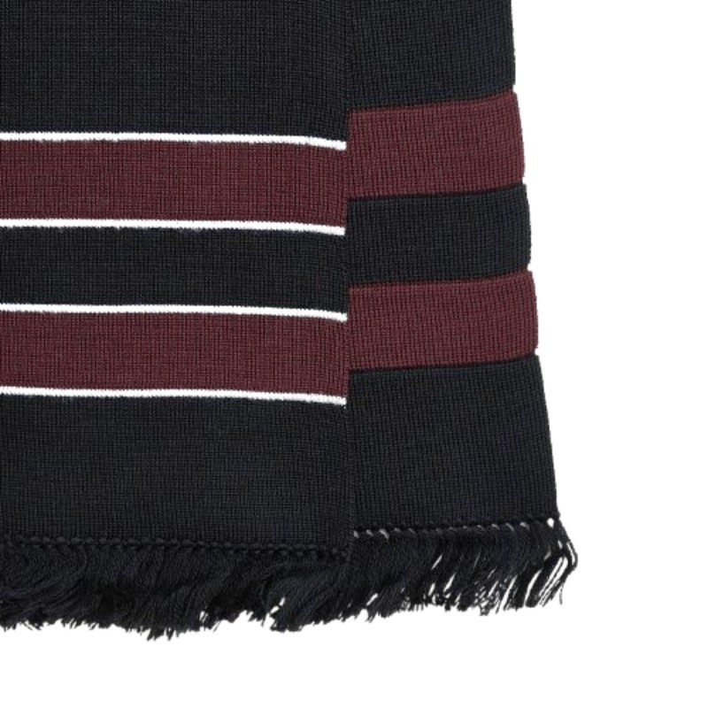 PRADA 中性羊毛頸巾 圍巾 流蘇邊設計-2