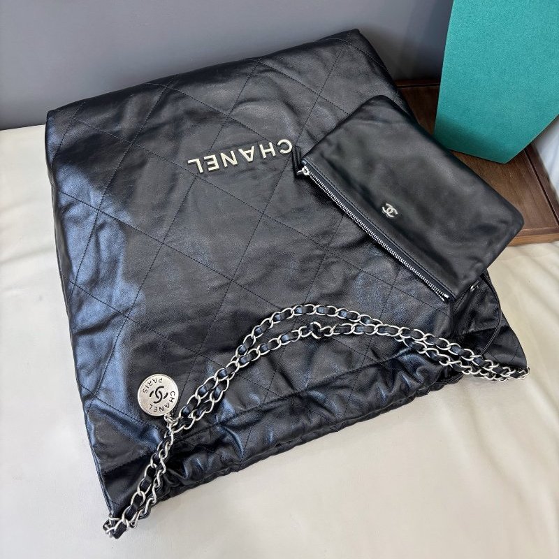 芯片款 香奈兒Chanel黑銀大號22bag鏈條包-0