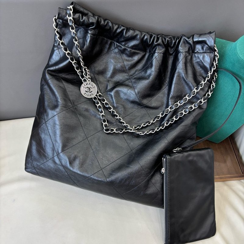 芯片款 香奈兒Chanel黑銀大號22bag鏈條包-1