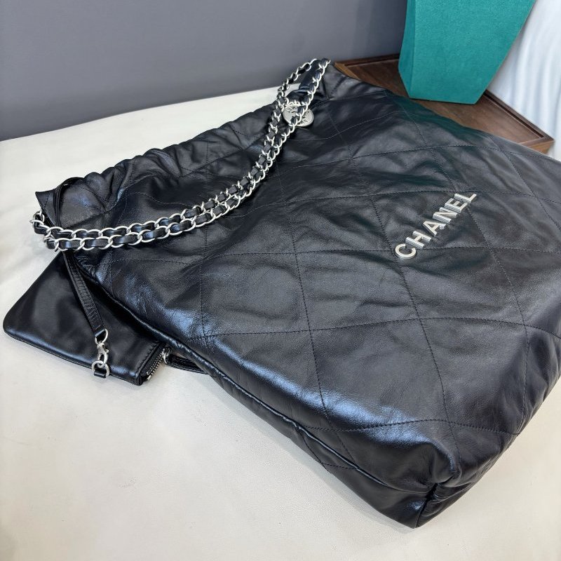 芯片款 香奈兒Chanel黑銀大號22bag鏈條包-2