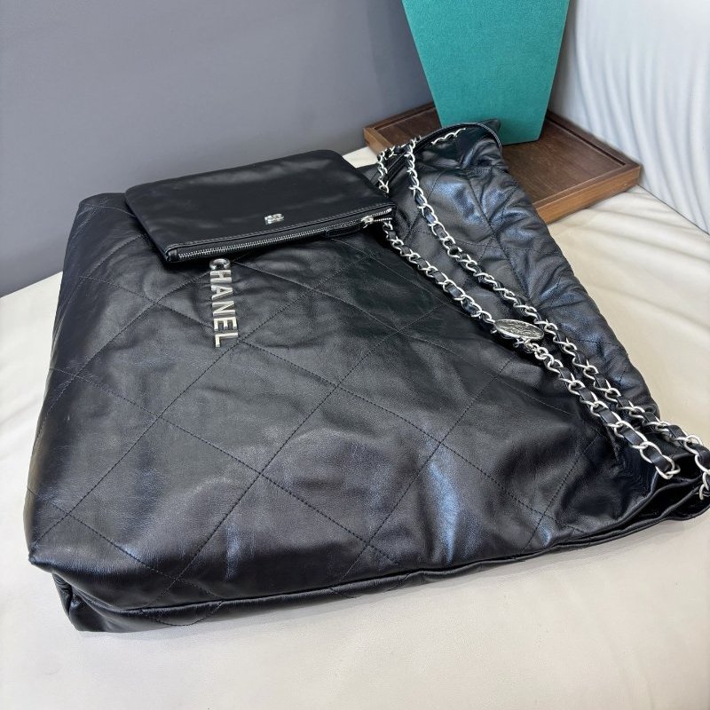 芯片款 香奈兒Chanel黑銀大號22bag鏈條包-3