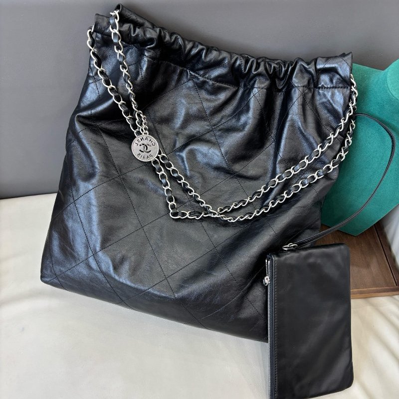 芯片款 香奈兒Chanel黑銀大號22bag鏈條包-6