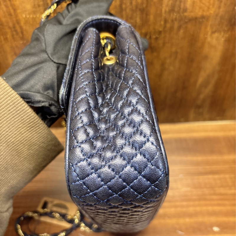 Bally 藍色菱格紋鏈條包-4