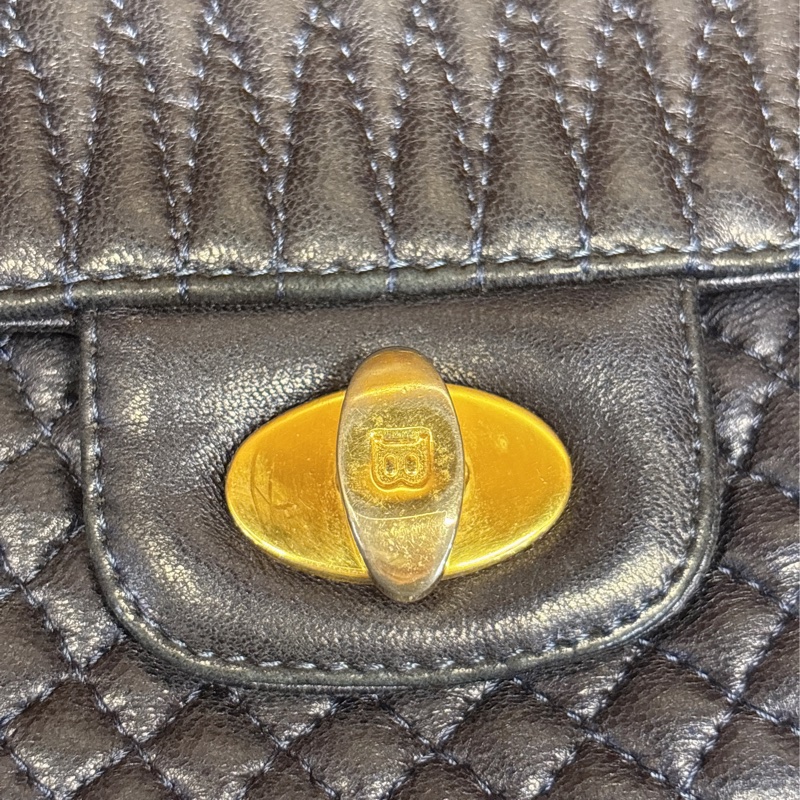 Bally 藍色菱格紋鏈條包-5