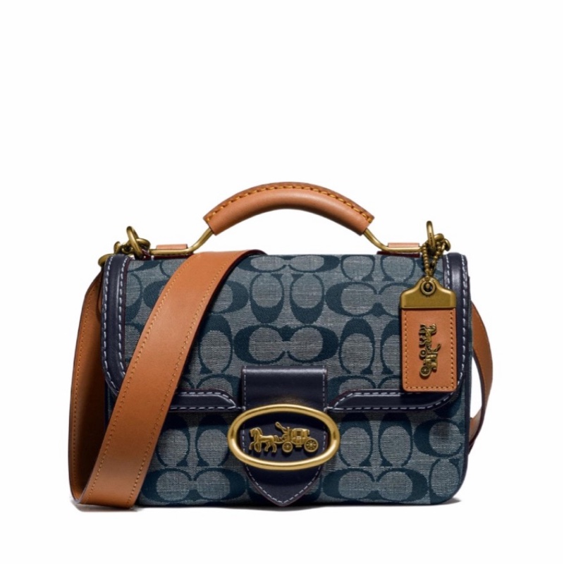Coach 女士 riley 22 上袖採用簽名chambray斜挎包均碼碼L 22 2 cm x A 14 6 cm x P 7 cm-0