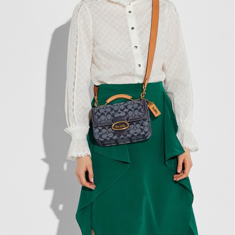 Coach 女士 riley 22 上袖採用簽名chambray斜挎包均碼碼L 22 2 cm x A 14 6 cm x P 7 cm-5