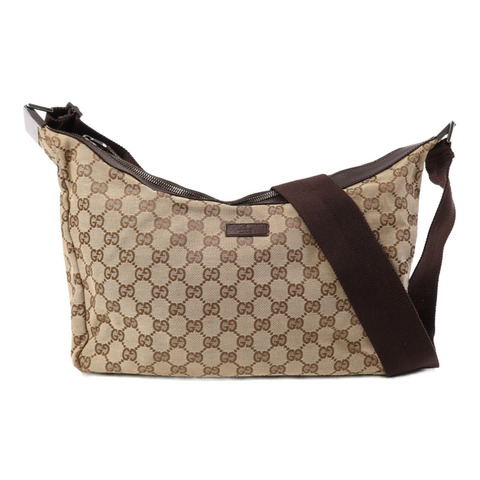 GUCCI 帆布GG Shoulder Bag銀扣肩背袋