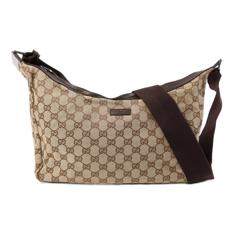 GUCCI 帆布GG Shoulder Bag銀扣肩背袋-0