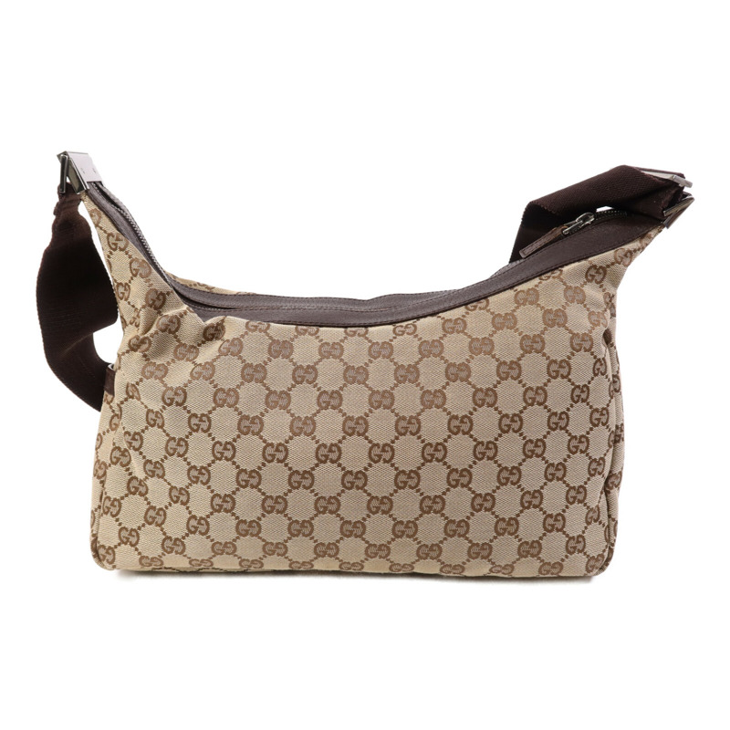 GUCCI 帆布GG Shoulder Bag銀扣肩背袋-1