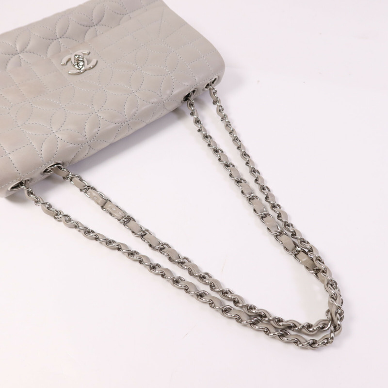 CHANEL 羊皮皮革Chain Shoulder銀扣鏈帶肩背袋-8