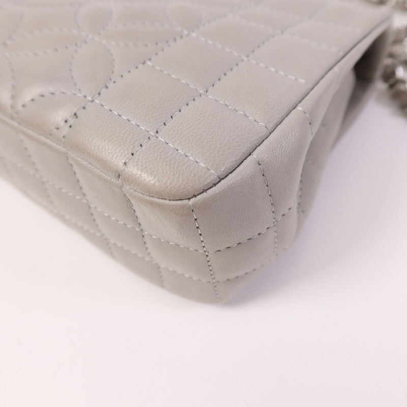 CHANEL 羊皮皮革Chain Shoulder銀扣鏈帶肩背袋-11