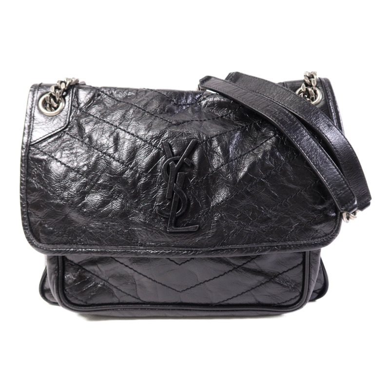 SAINT LAURENT 牛皮皮革Niki Medium銀扣鏈帶肩背袋-0