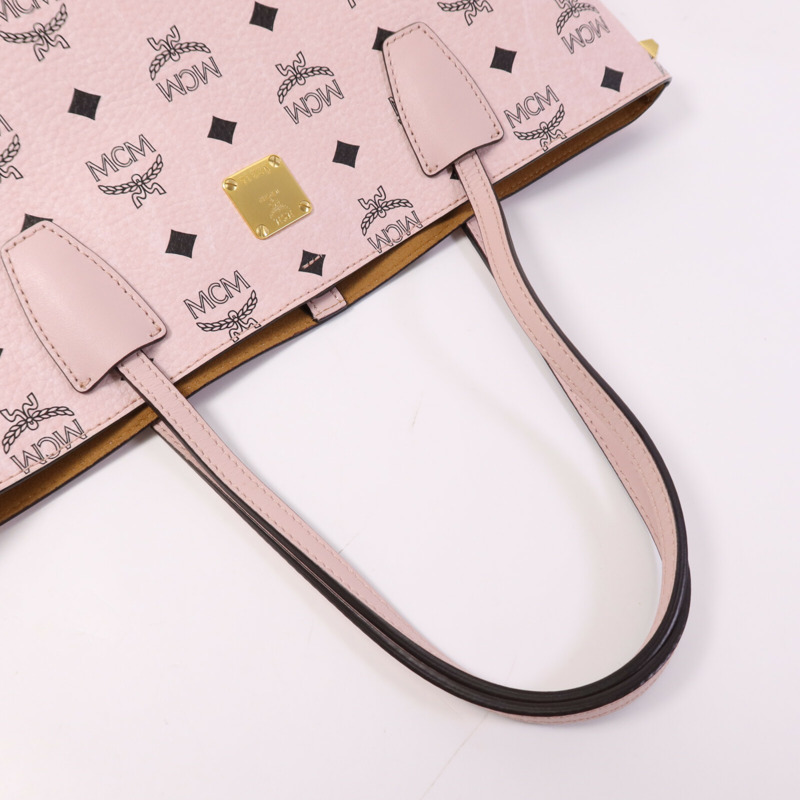 MCM 塗層帆布Tote Bag金扣手挽袋-4