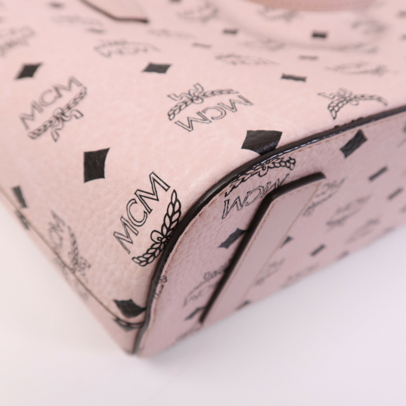 MCM 塗層帆布Tote Bag金扣手挽袋-12