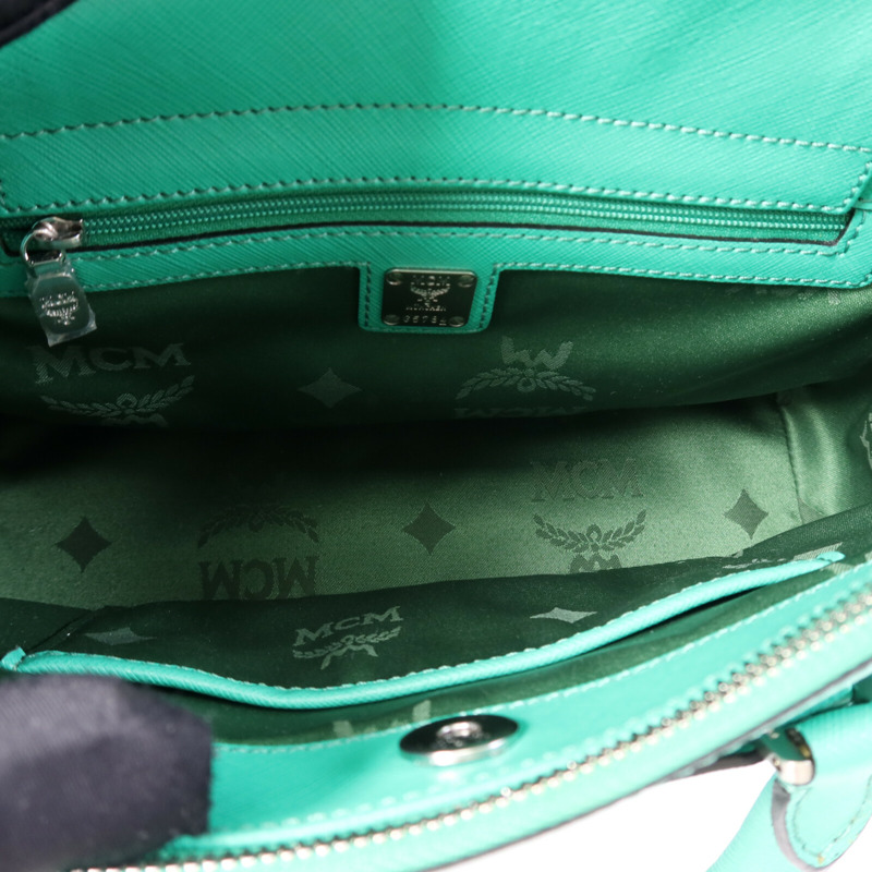 MCM 牛皮皮革2 Way Shoulder Bag銀扣手挽肩背兩用袋-4