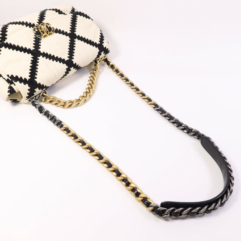 CHANEL 牛皮皮革Chanel 19 Large金扣鏈帶手挽肩背兩用袋-8