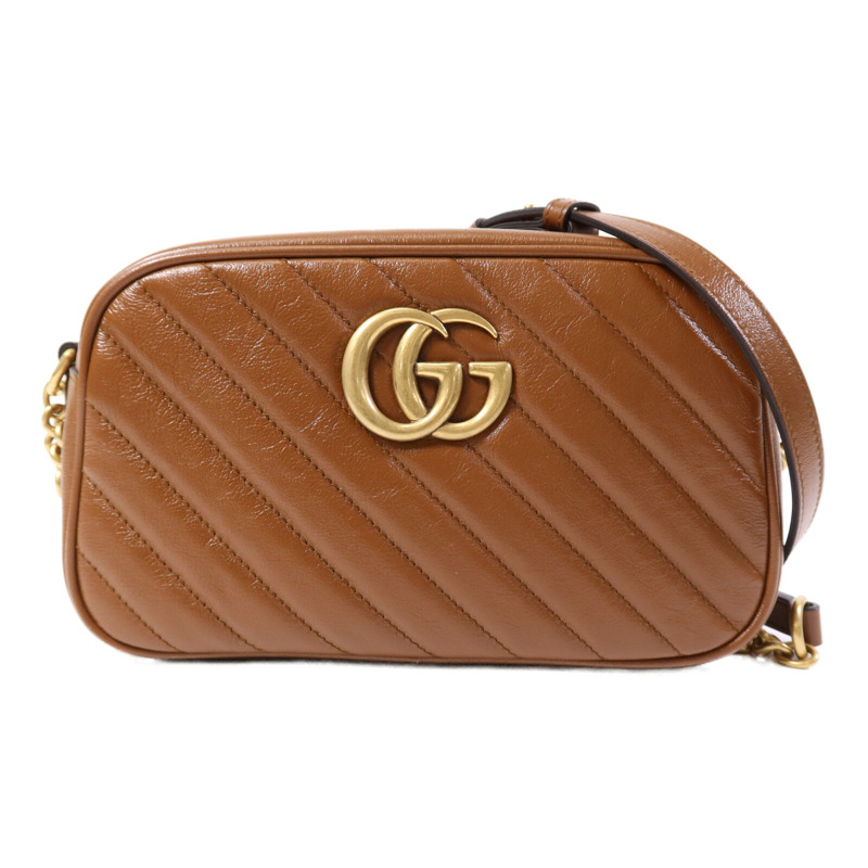 GUCCI 牛皮皮革GG Marmont Small金扣鏈帶肩背袋-0