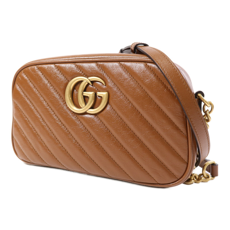 GUCCI 牛皮皮革GG Marmont Small金扣鏈帶肩背袋-2