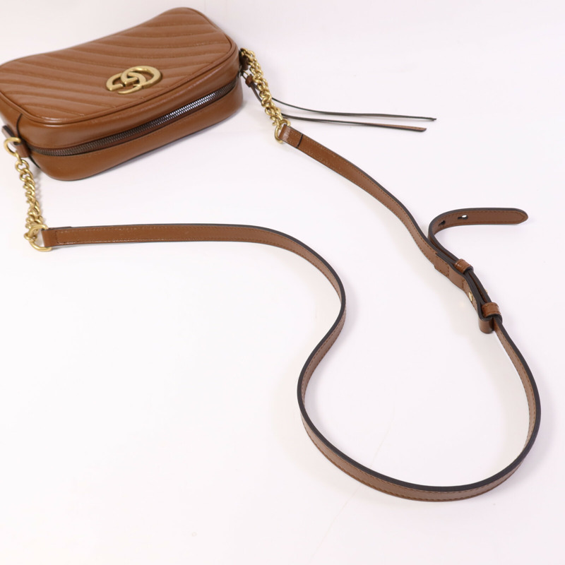 GUCCI 牛皮皮革GG Marmont Small金扣鏈帶肩背袋-8