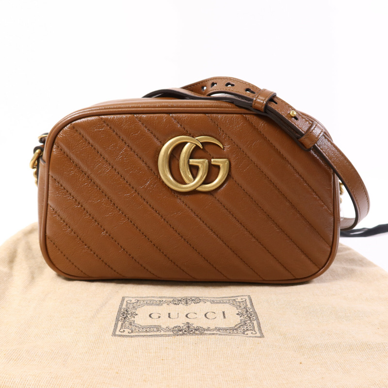 GUCCI 牛皮皮革GG Marmont Small金扣鏈帶肩背袋-9