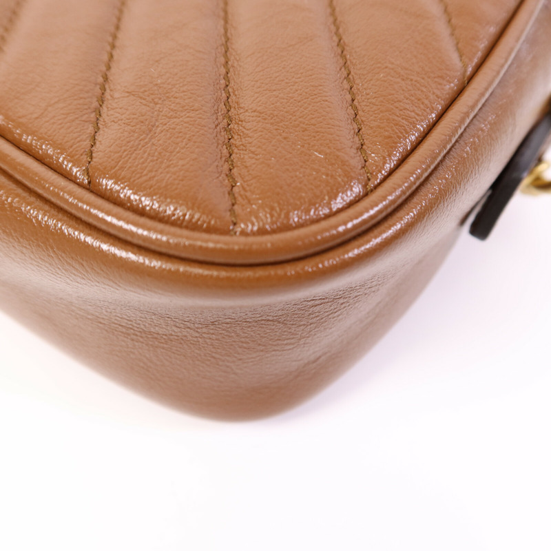 GUCCI 牛皮皮革GG Marmont Small金扣鏈帶肩背袋-10