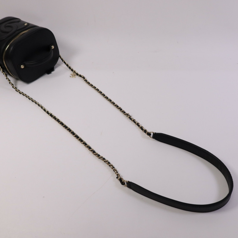 CHANEL 羊皮皮革Vanity Case金扣鏈帶手挽肩背兩用袋-8