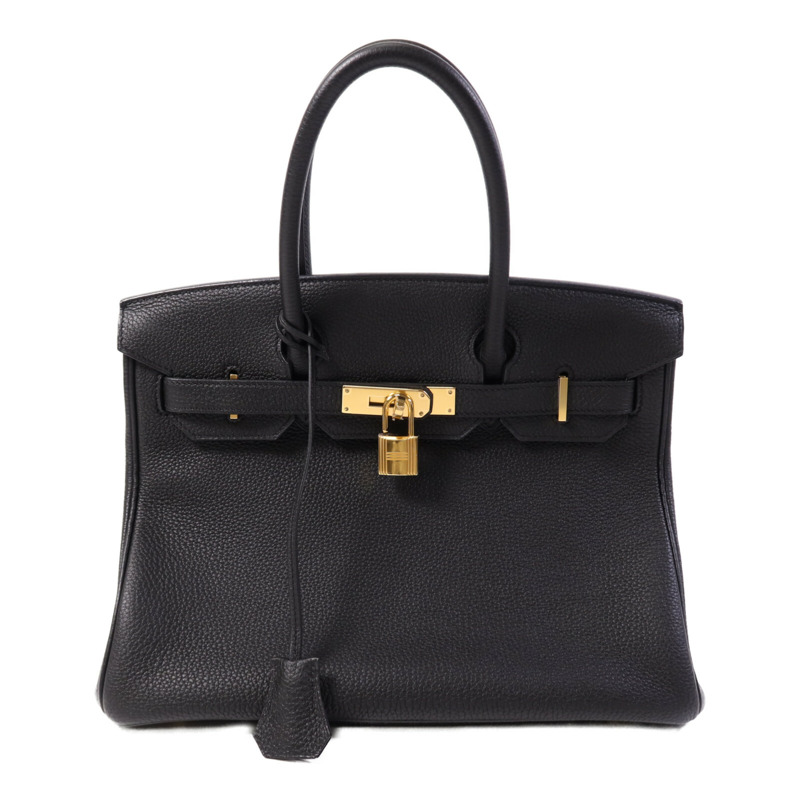 HERMES Togo皮革Birkin 30金扣手挽袋Noir-0