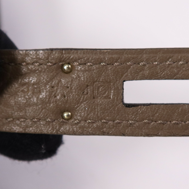 HERMES Clemence皮革So Kelly 26銀扣肩背袋Etain/Etoupe-7