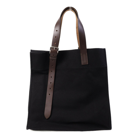 HERMES 帆布Etriviere Shopping Bag銀扣手挽袋Black