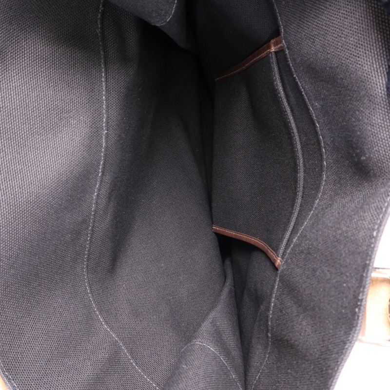 HERMES 帆布Etriviere Shopping Bag銀扣手挽袋Black-4