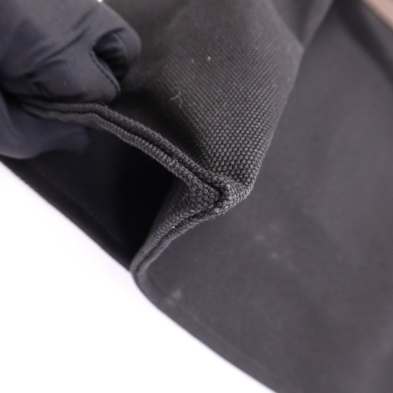 HERMES 帆布Etriviere Shopping Bag銀扣手挽袋Black-7