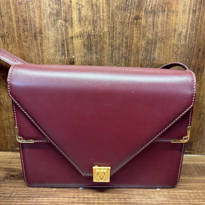 Cartier 紅色皮革斜挎包-0