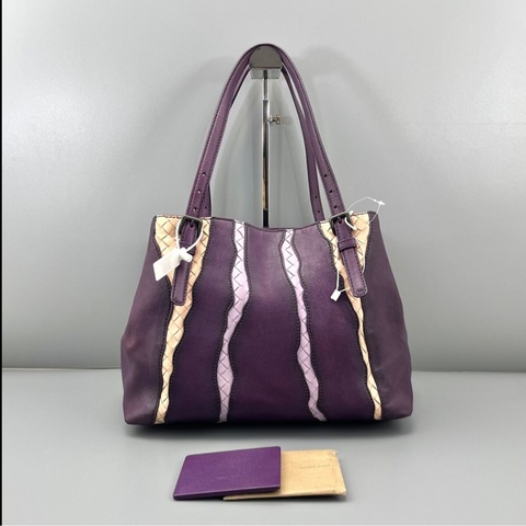 【小眾中古✨又潮又酷】 BV 編織拼接手提|托特包|紫色