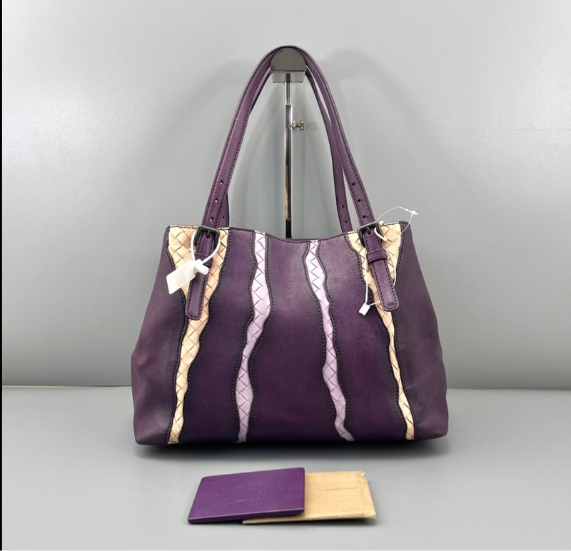 【小眾中古✨又潮又酷】 BV 編織拼接手提|托特包|紫色-0
