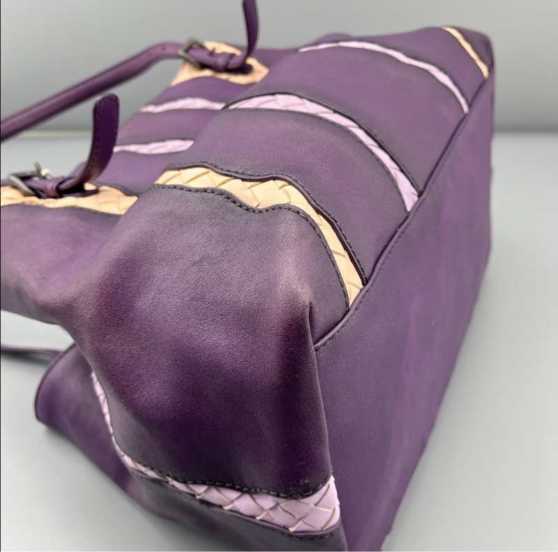 【小眾中古✨又潮又酷】 BV 編織拼接手提|托特包|紫色-4