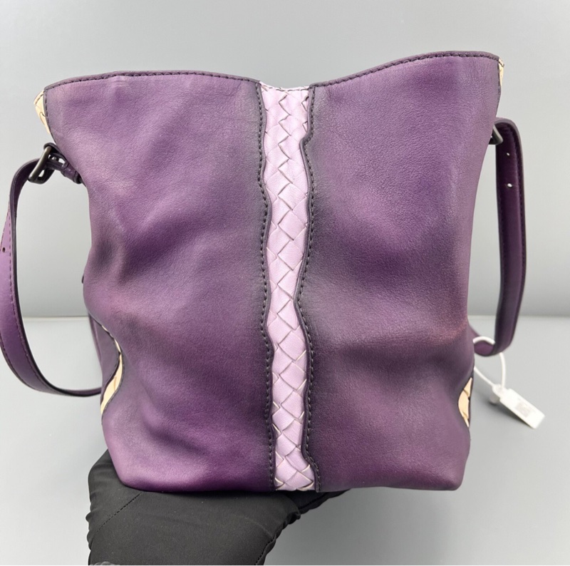 【小眾中古✨又潮又酷】 BV 編織拼接手提|托特包|紫色-8