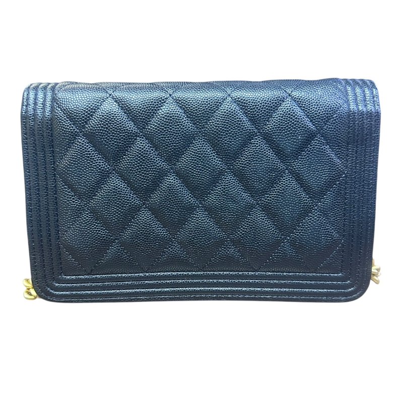 【美收精品】CHANEL BOY WOC 金色雙C菱格粒紋牛皮金鏈肩背包 4-938-1