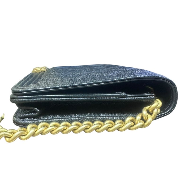 【美收精品】CHANEL BOY WOC 金色雙C菱格粒紋牛皮金鏈肩背包 4-938-4