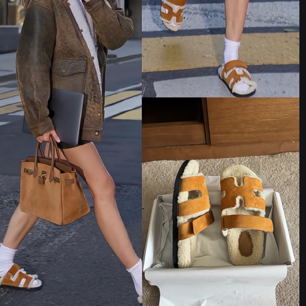 ✨Hermes 網紅爆款 泰迪毛毛拖鞋🧸 尺寸38全新全套-5