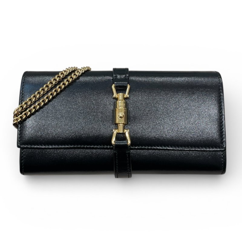 GUCCI 古馳 652681 JACKIE 1961 鍊條長夾 皮革 黑色 金扣-0