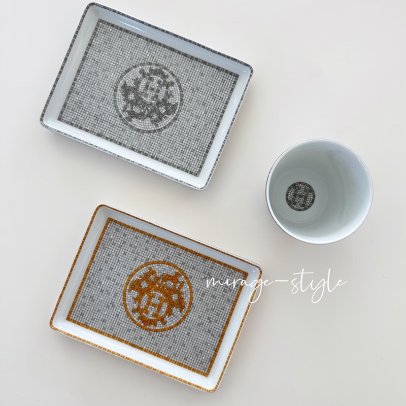 現貨商品 全新商品 Hermes 銀色馬賽克壽司盤-0