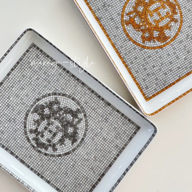 現貨商品 全新商品 Hermes 銀色馬賽克壽司盤-4