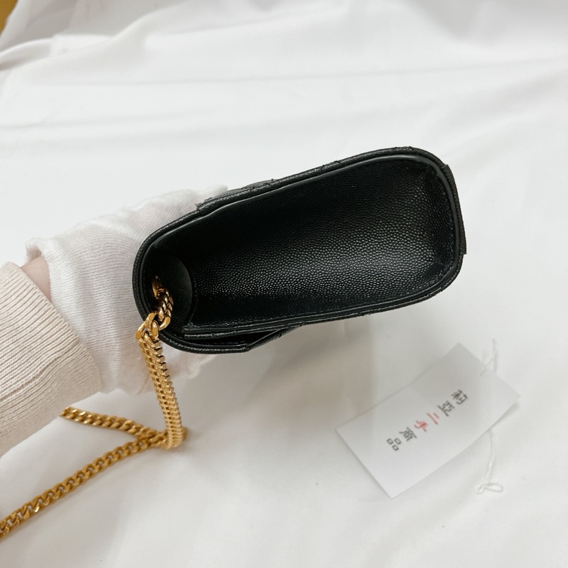 莉亞精品♡ YSL 600195 菱格郵差包 黑金 二手-6