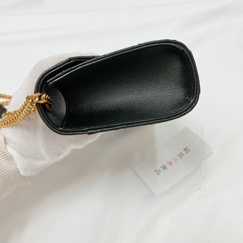 莉亞精品♡ YSL 600195 菱格郵差包 黑金 二手-7