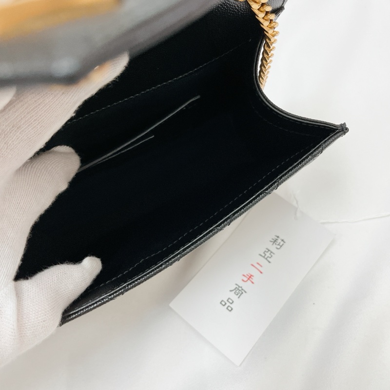 莉亞精品♡ YSL 600195 菱格郵差包 黑金 二手-12